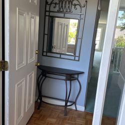 Wrought Iron Hall Table And Mirror 