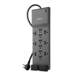 Belkin 12-Outlet Surge Protector Power Strip w/ 12 AC Outlets & 8ft Flat Plug, UL-Listed Heavy-Duty Extension Cord for Home, Office, Travel, Computer,