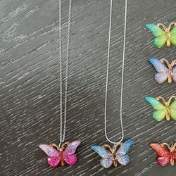 💎 3 Custom Beautiful Heart Butterfly Stones Necklaces – $12 SHIPPED! Mix & Match Styles 💖