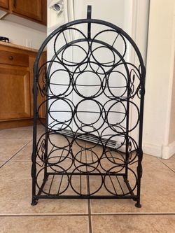 Vintage Mid Century Iron 14 Bottle Wine Rack made in Mexico