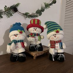SET OF 3 DECORATIVE SNOWMEN 