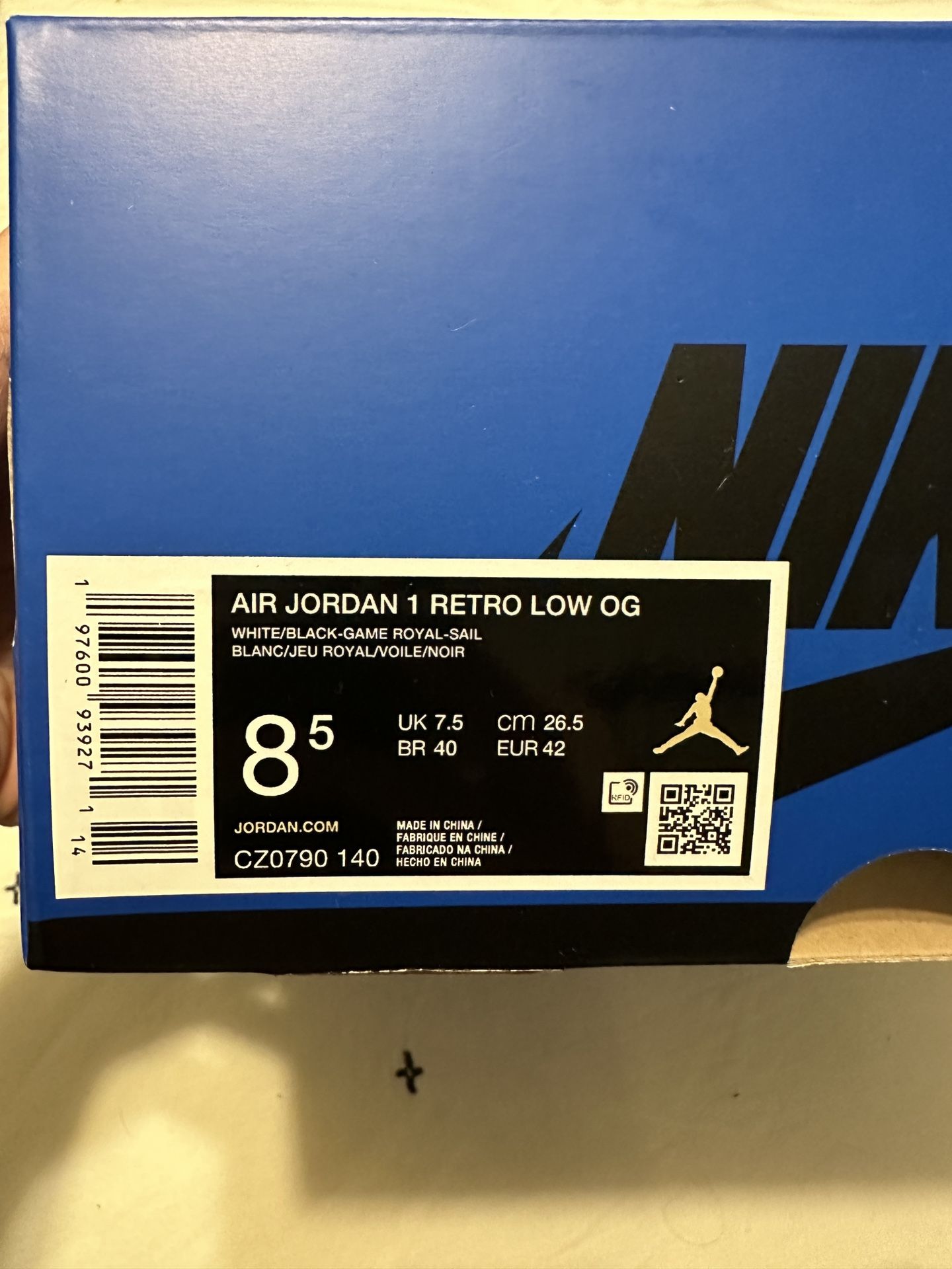 Jordan 1 Royal Blue Low Size 8.5