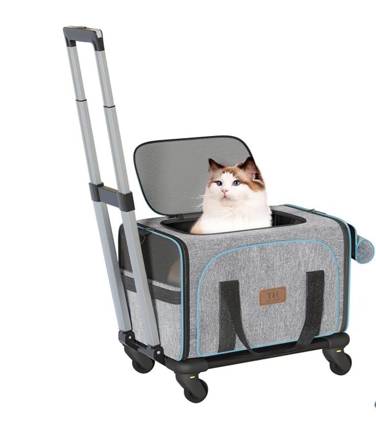 Expandable rolling pet carrier w water bowl