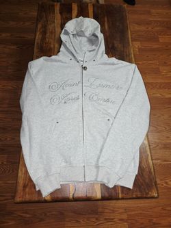 Moonless Unisex Gray Full Zip Hoodie With Rhinestone Designs. Size Large.