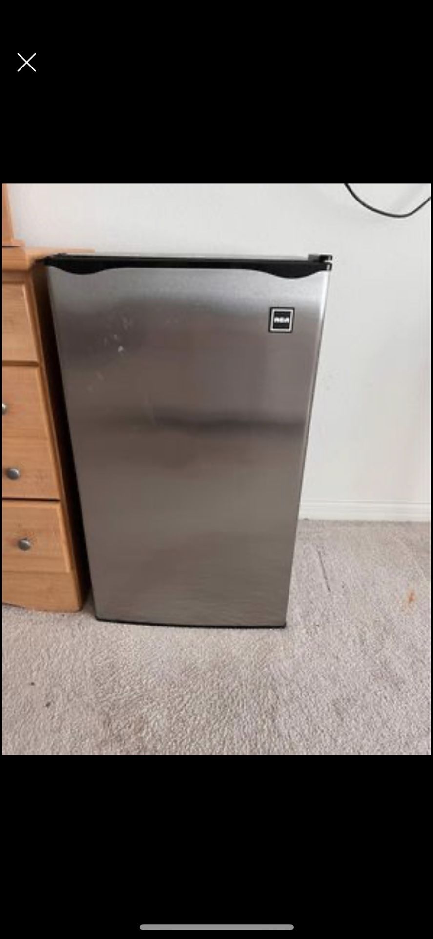 Like New - RCA 3.2 Cu Ft Single Door Compact Mini Fridge Refrigerator, Platinum, Stainless