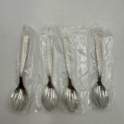 Classic Touch Destan Silver Tone Spoon Set of 4 Made in Turkey New In Box