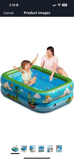 Inflatable Pool for Kids, Small Blow up Swimming Pool (10" L x8 W x 3" H), Unique Pool for Kids, Thicken Foldable Pools for Whole Family Party Backyar