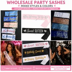 10,000+ Wholesale Party Sashes – New, Assorted Styles & Colors