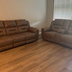 Faux Leather/ Stone Love Seat/ Sofa