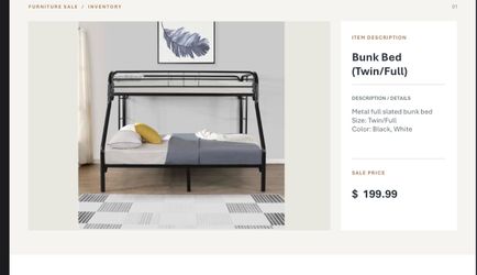 Metal Twin/Full Bunk Bed – Black