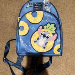 Loungefly Disney pineapple floaty stitch mini back pack with pins