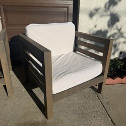 Wide Wood Patio Chairs - Set Of 2 