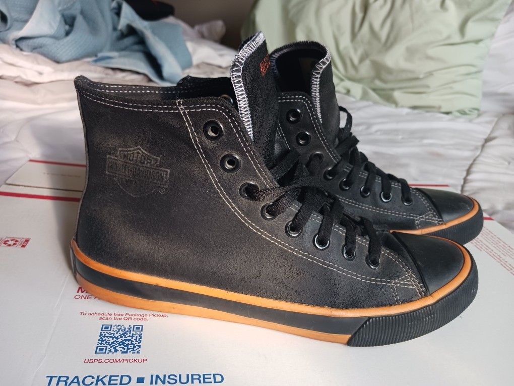 Harley Davidson Nathan Suede High Top Sneakers Black Mens Size 9 Shoes D93196