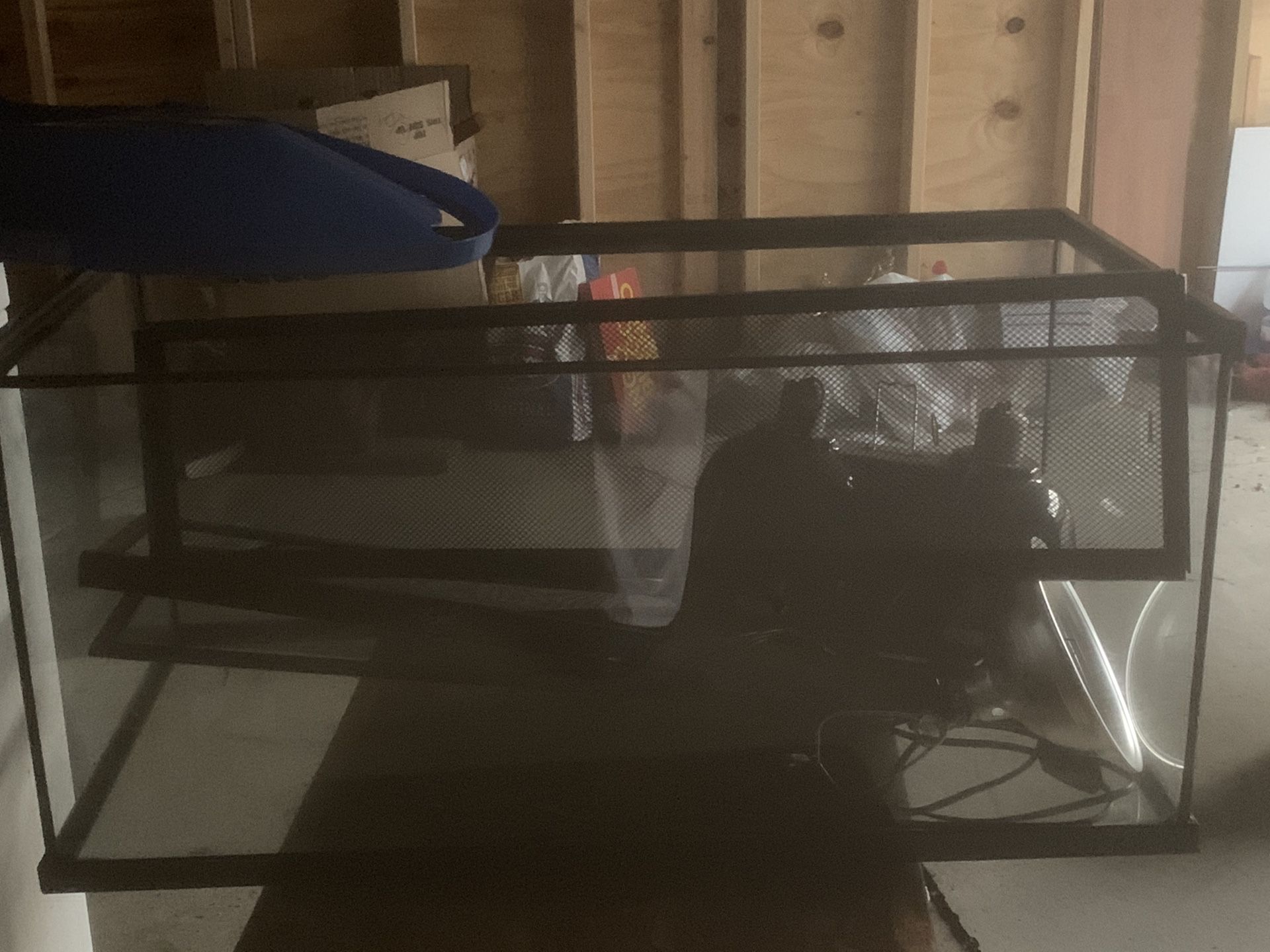 40 gallon tank with bearded dragon heating lamp and screen