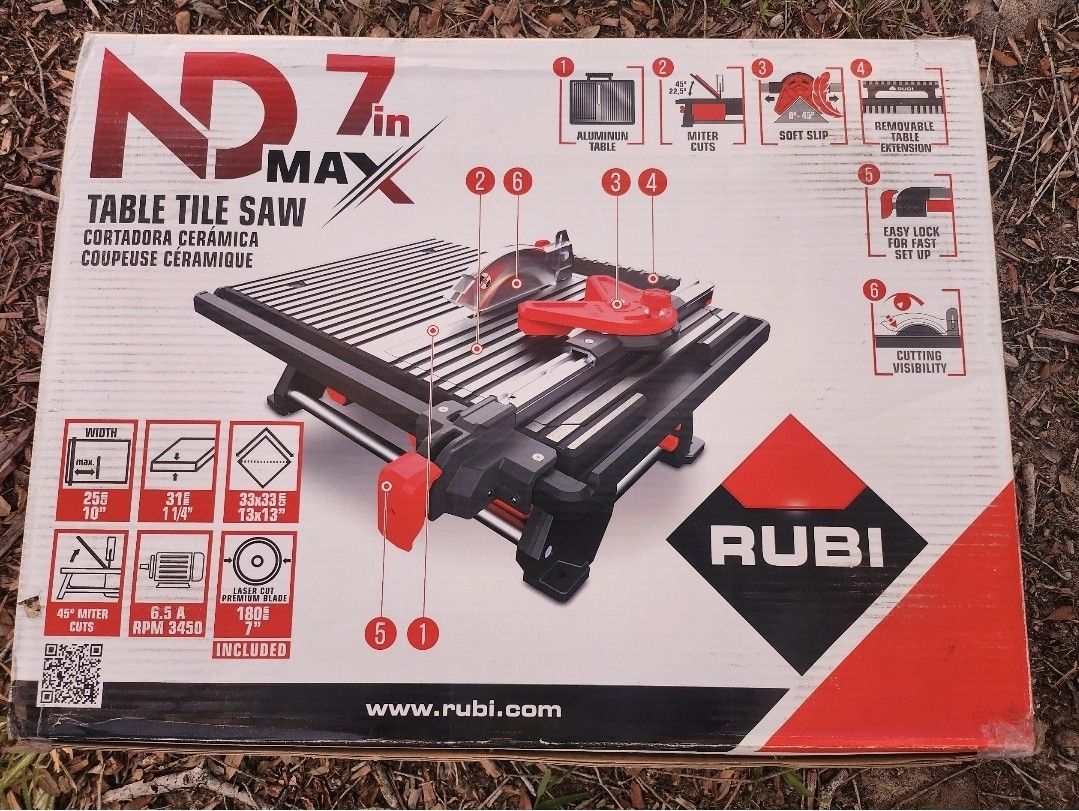 Rubi ND-7 Max 7-in Tabletop Wet Tile Saw -BRAND NEW 