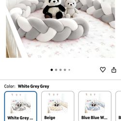 Baby Crib, Braided, Gray Bumper