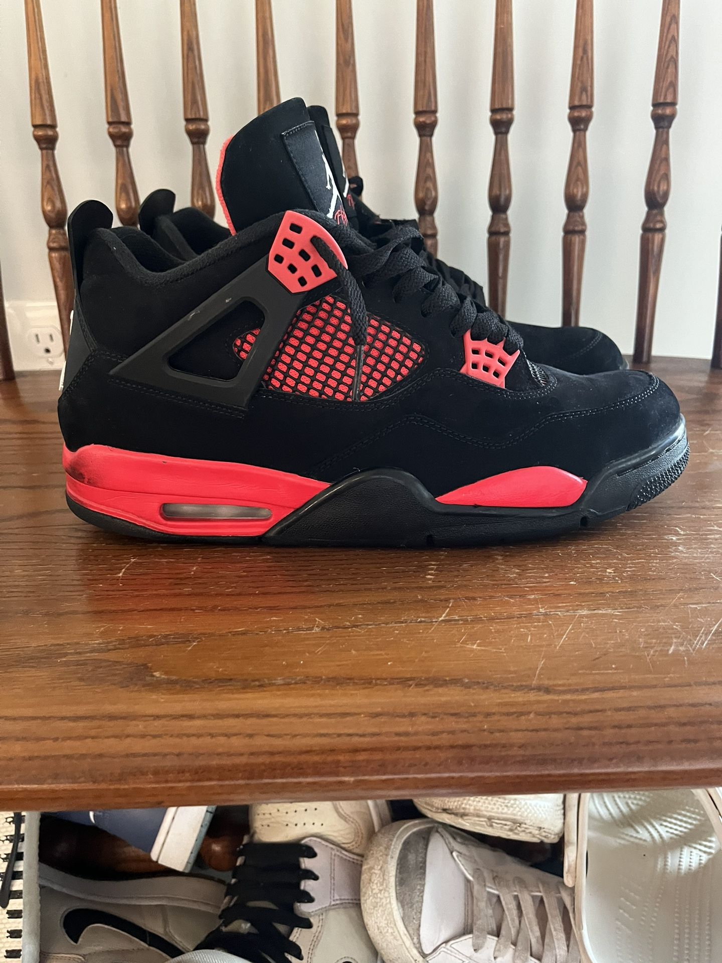 Size 12-Jordan 4 Red Thunder Used No Box Clean Nike