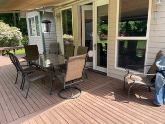 Glass Patio Table with 8 Chairs