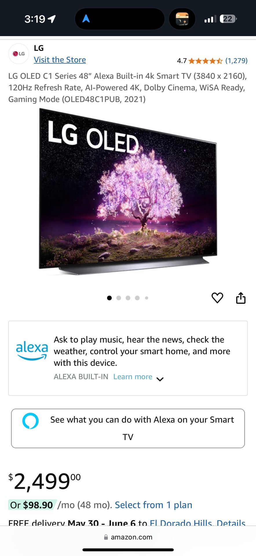 $2500 OLED LG TV 120hz - 48” Perfect Condition