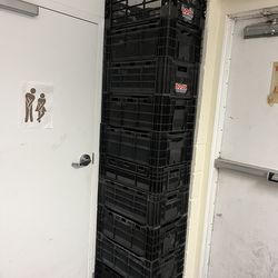 Stackable, heavy duty crates.