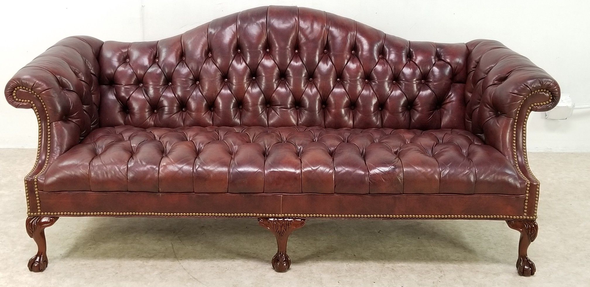 Chesterfield tufted English leather sofa