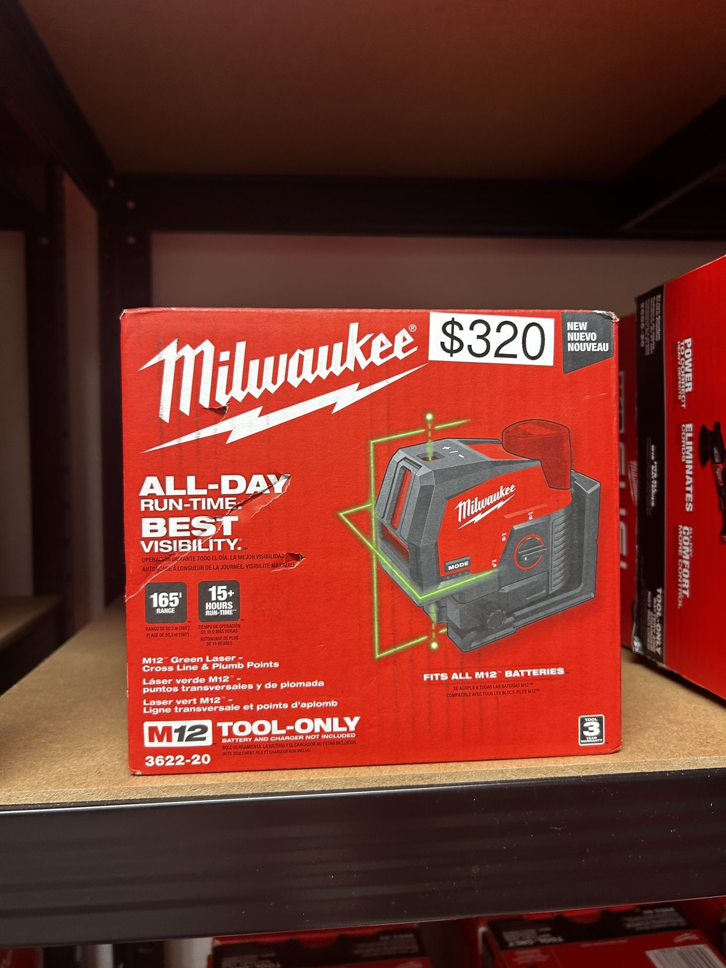 Milwaukee M12 Green Laser- Cross Line And Plump Points