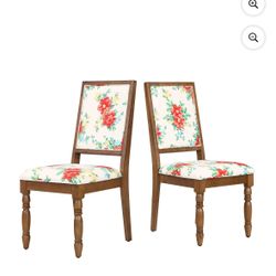 The Pioneer WomanCallie Vintage Floral Dining Chairs Made With Solid Wood Frame, Set of 6, Walnut Finish