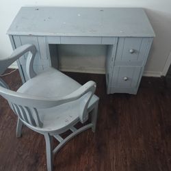 Vintage Wooden Desk and Chair Set