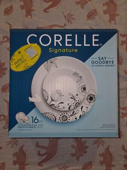 Corelle 16 Piece Dinnerware Set - Inked Poppy Design