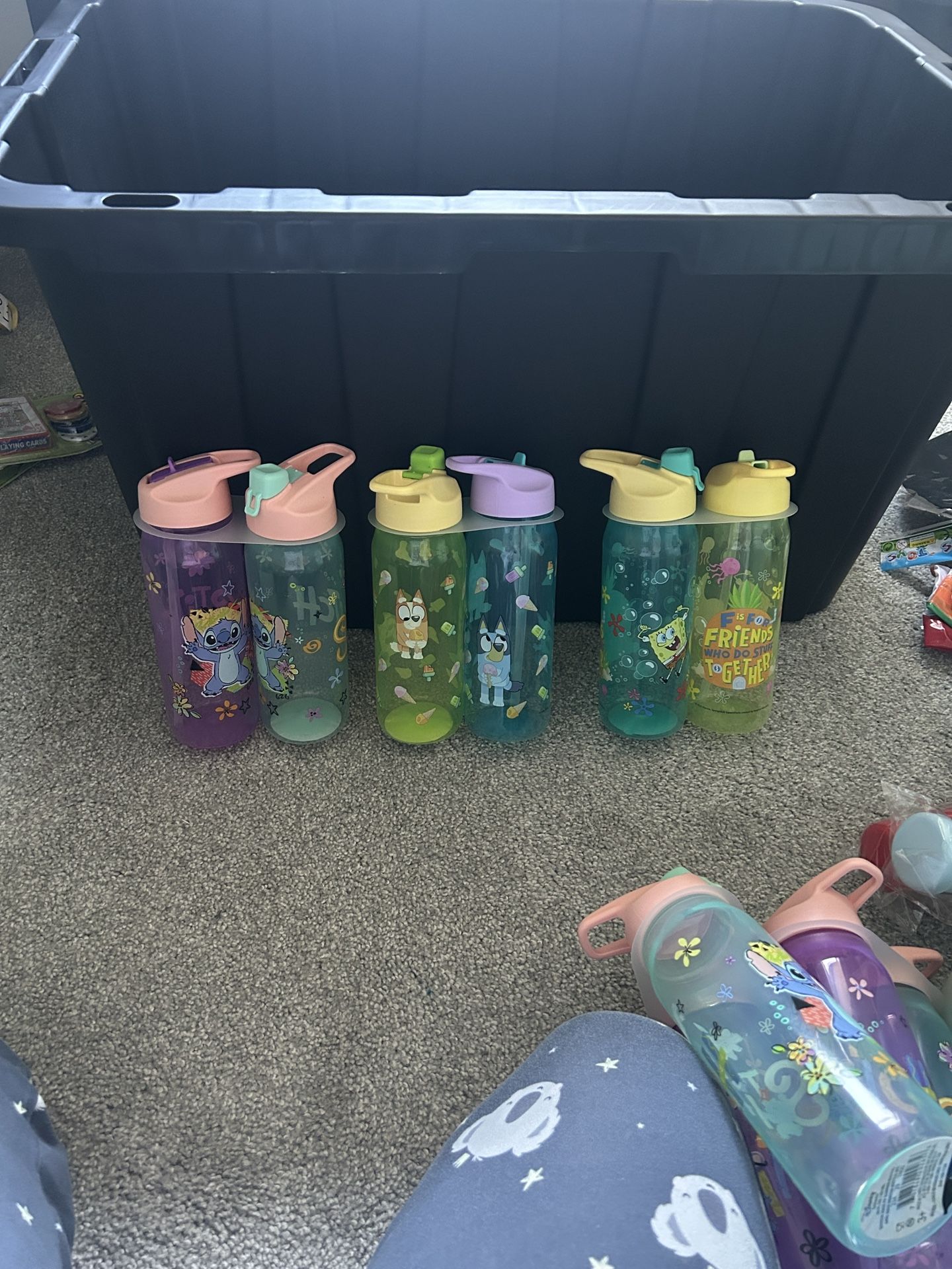 🌈 NEW Kids Character Water Bottles – Bluey, Stitch & SpongeBob Sets! 🌈