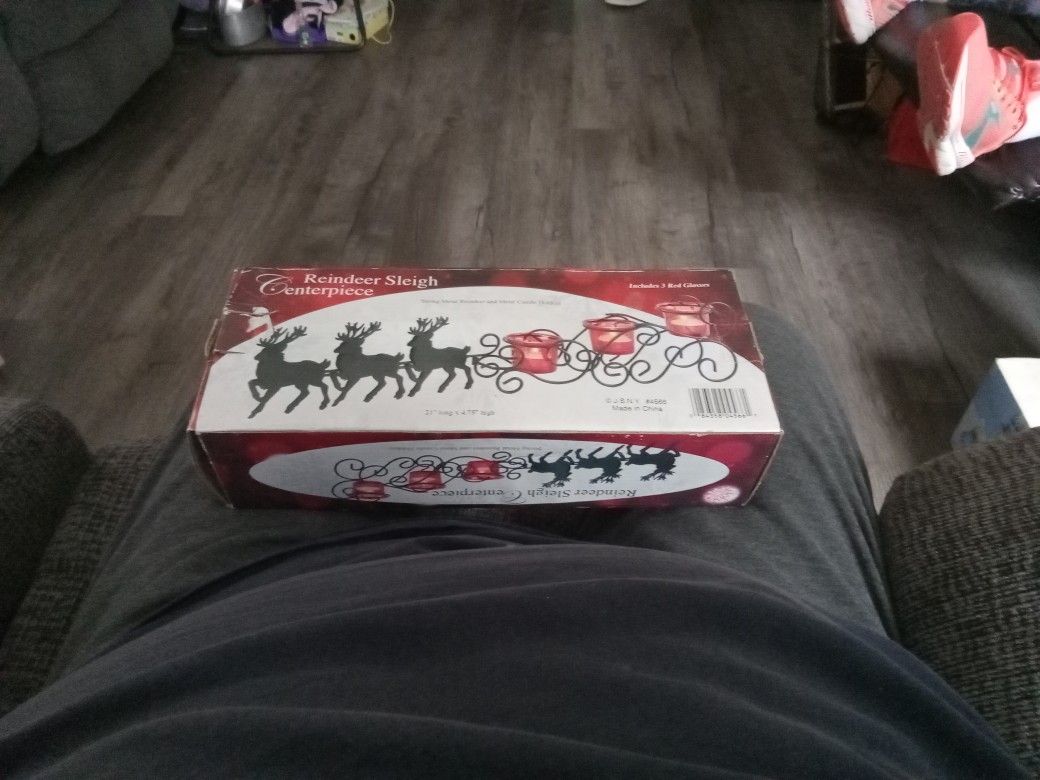 Reindeer Sleigh Candle Holders New In Box Local Pickup Only