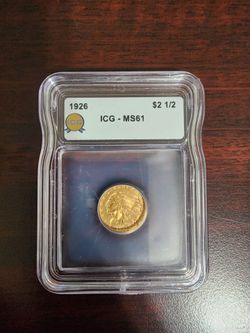 1926 US $2 1/2 Indian Head Gold Coin ICG MS61