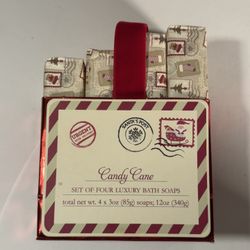 Set Of 4 Candy Cane Luxury Bath Soaps