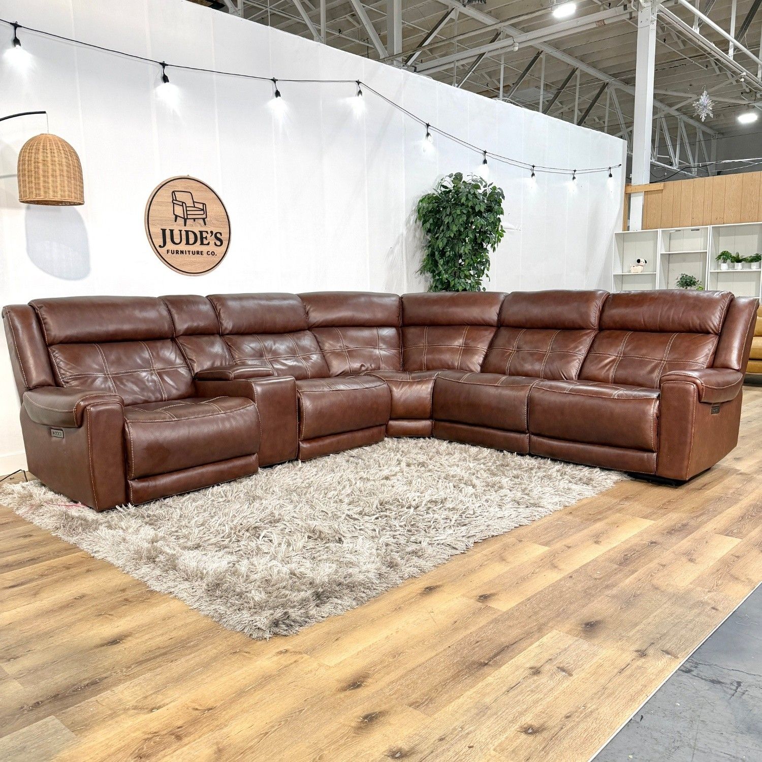 Leather Reclining Modular Sectional Couch with Power Headrest - Free Delivery!