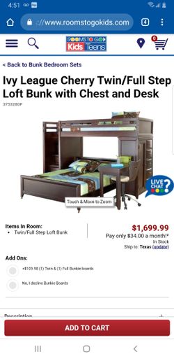 Twin wood loft bed with staircase and storage