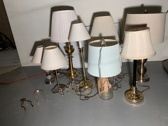 Desk lamps and end table lamps. Eight total.