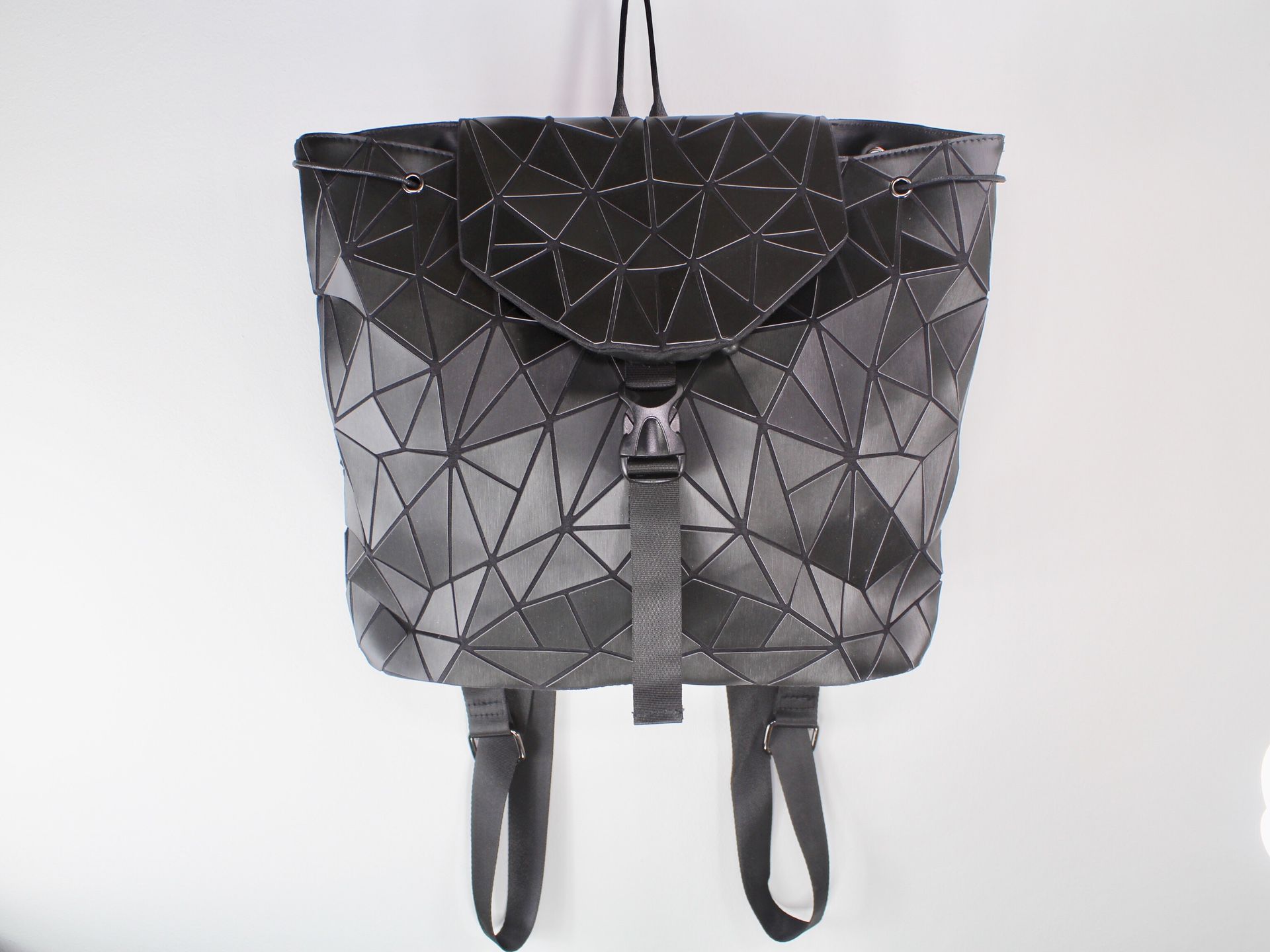 Black geometric backpack