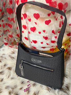 GUESS Black Monogram Classic Shoulder Bag