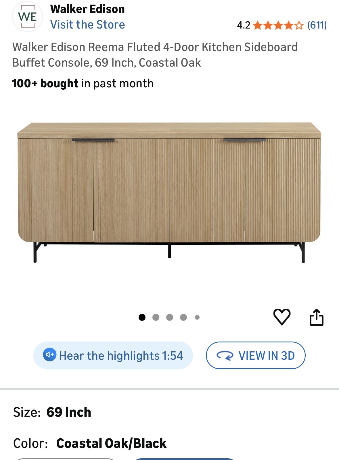 Walker Edison Buffet Console 