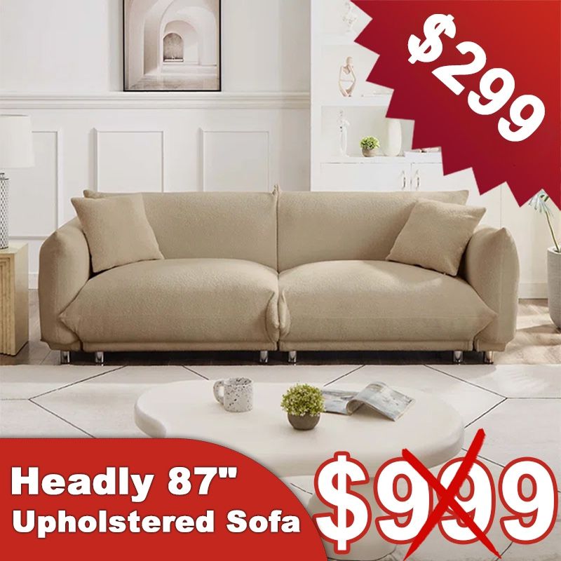 Modular Sectional Sofa Couch Furniture Comfy Lambs Wool Fabric 3 Seat Loveseat Sofa Small Mid Century Modern couches for Small Spaces Living Room Bed