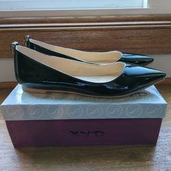 XYD Closed Pointed Toe Flats, Black Size 10