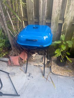 Blue Charcoal Grill with Stand