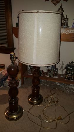 Two vintage wooden lamps