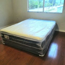 NEW QUEEN PILLOWTOP SET MATTRESS AND BOX SPRING-2PCS