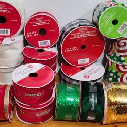 Christmas Ribbons 🎀 Glitter, Velvet, Fur, Gold, Red, candy , More Brand New