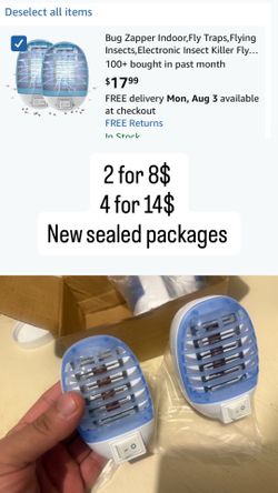 2 Pack Plug in Bug Zapper Indoor, UV Bug Light Flying Insect Trap Mosquito Zapper Indoor Killer for Fruit Flies,Gnats & Moths,Enclosed Grid Bug Light 