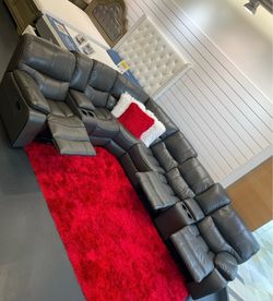 Fall clearance sale. Madrid gray modular leather reclining sectional only $1299. Easy finance option. Same day Delivery.