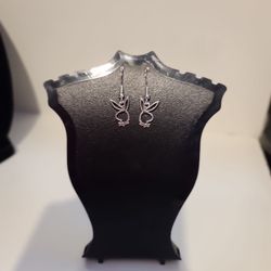 New Silver Playboy Bunny Earrings 