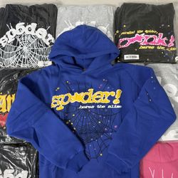 Sp5der Hoodie Size m Blue And Yellow 