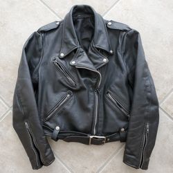  Vintage BROOKS  Black Leather Motorcycle Jacket - PRICE REDUCTION